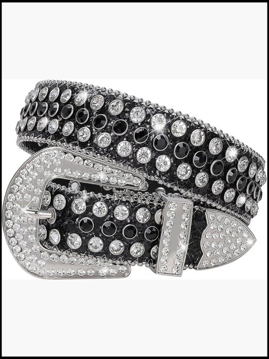 Rhinestone Belt with Faux Leather Strap and Alloy Buckle main image 6